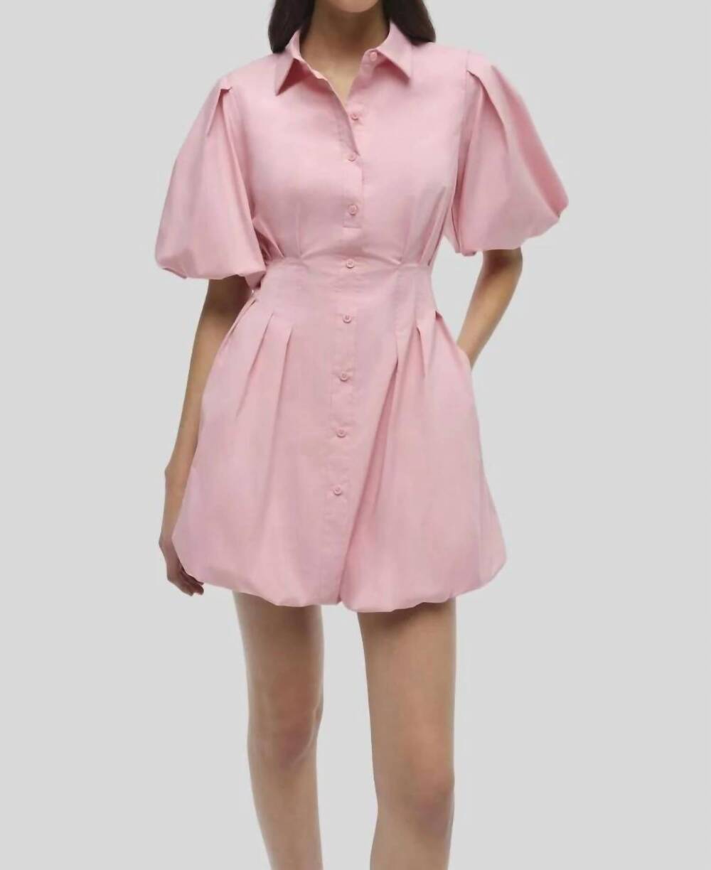 NEW SIMKHAI cleo balloon pintuck mini dress in dusty rose